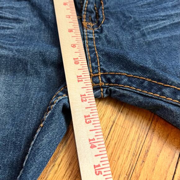 Parish Jeans Mens 42 Flap Pocket Baggy Thick Stitch Skate Blue Distressed - Picture 8 of 10